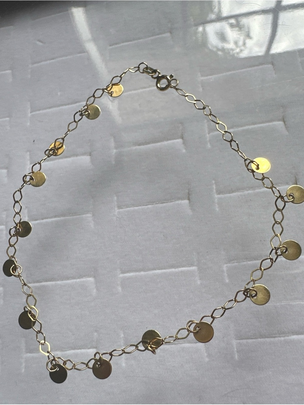 14k Gold Disc Charm Bracelet
